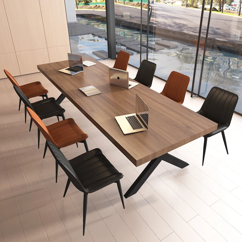 Large solid wood conference table, long table, industrial style office computer table, loft workbench, reception and negotiation