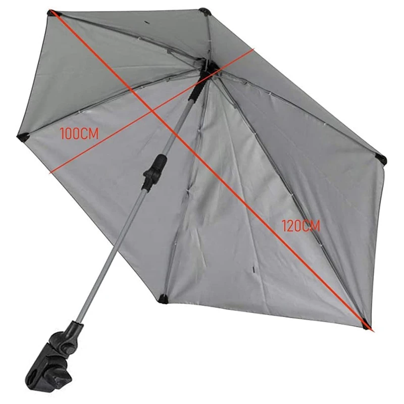 Adjustable Beach Umbrella,360-Degree Swivel Chair Umbrella With Universal Clamp,Great For Beach Chair, Patio Chair