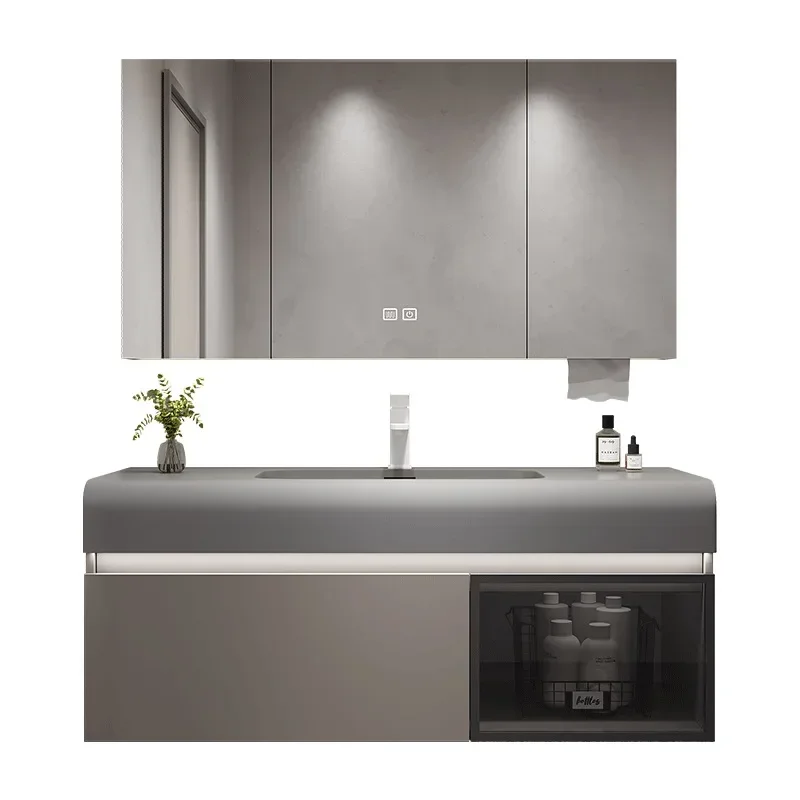 

Modern Closet Vanity Bathroom with Skin Sink Furniture Drawer Cabinet Column Sink Washbasin Storage Toilet Kabineti Base Towel