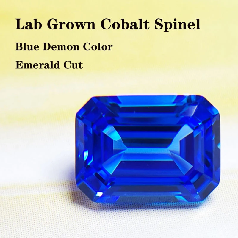 

Cobalt Spinel Lab Grown Diamond Blue Demon Color VVS1 Emerald Cut DIY Ring Necklace Earrings Main Materials with Certificate