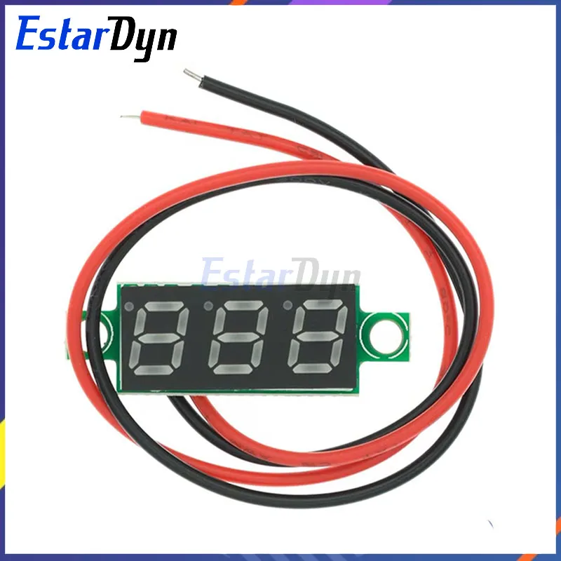 0.28 Inch 2.5V-40V Mini Digital Voltmeter Voltage Tester Meter RED/BLUE/YELLOW/GREEN LED Screen 30*10*8mm