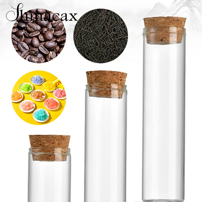 1Pcs Coffee Bean Glass Tube With Wood Tool Bottled Tubes Grain Storage Wooden Sealed Airtight Canisters Coffee Beans Storage