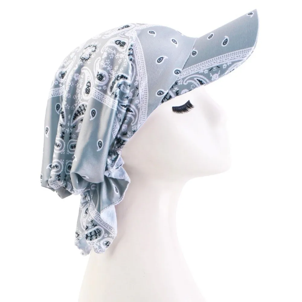 Paisley Print Hijab Caps Adjustable Square Shape Islamic Bottoming Hat Elastic Breathable Chemo Cap Outdoor Sunshade