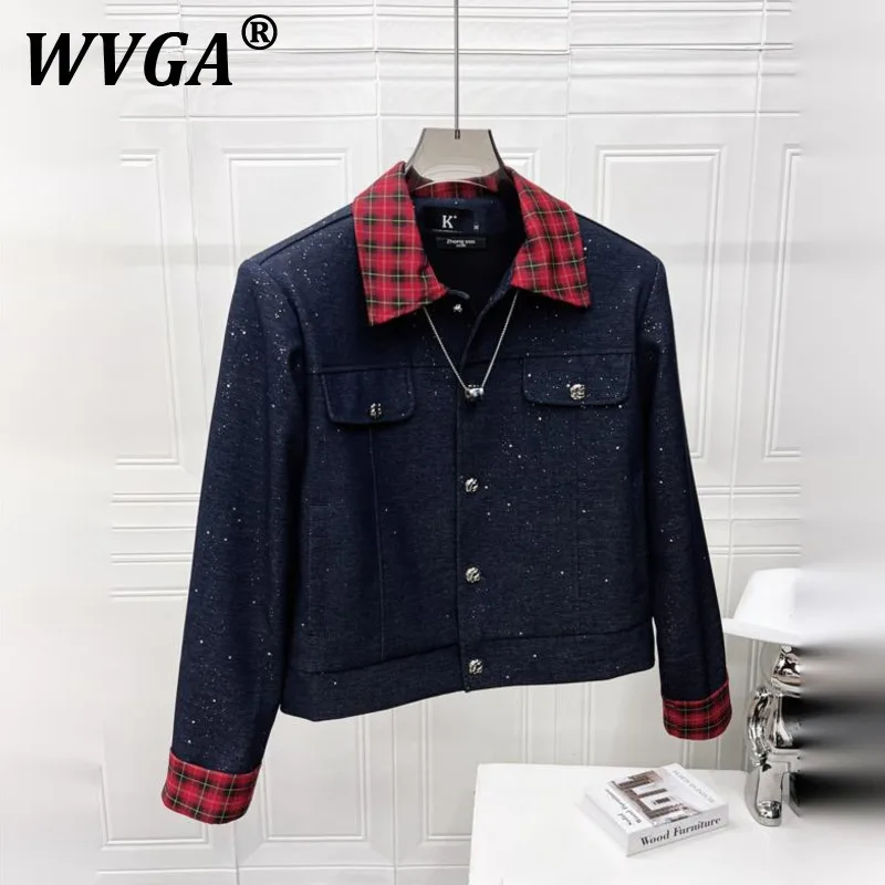 

WVGA Coat Spring Autumn New Man Tide Plaid Collar Patchwork Fashion Niche Chic High Street Vintage Long Sleeve Jacket Ins W11049