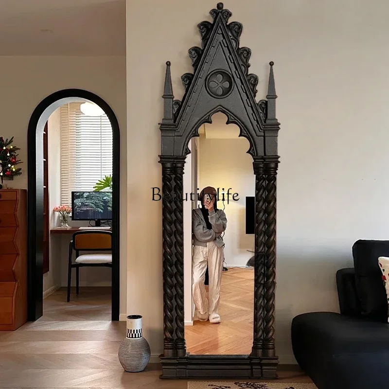 

*French retro floor mirror art wall hanging American bedroom full-length mirror