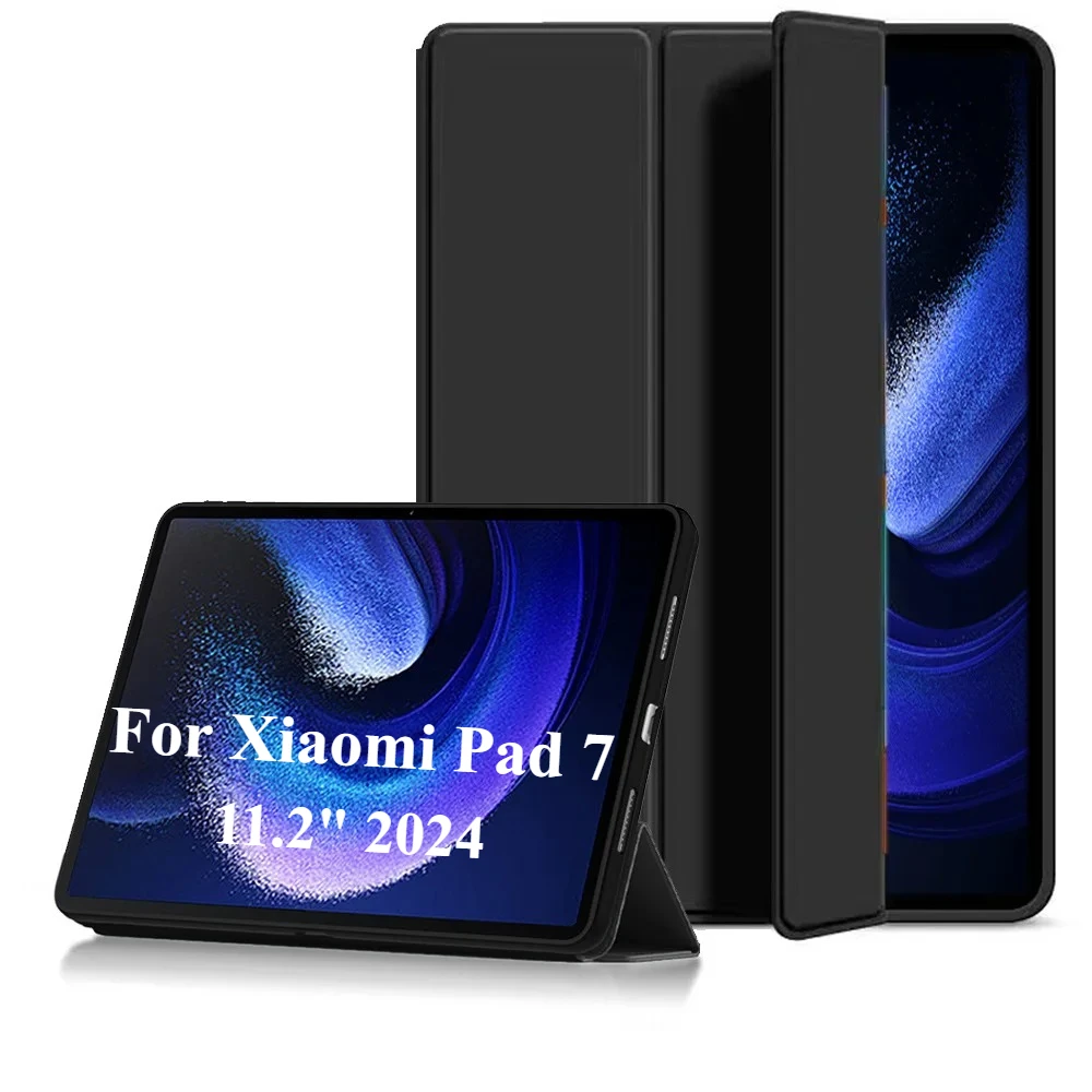 

Чехол для Xiaomi Pad 7, 11,2 дюйма, магнитный тройной чехол из искусственной кожи с мягкой подставкой для планшета, чехол Funda для Xiaomi Pad 7 Pro 11,2 дюйма