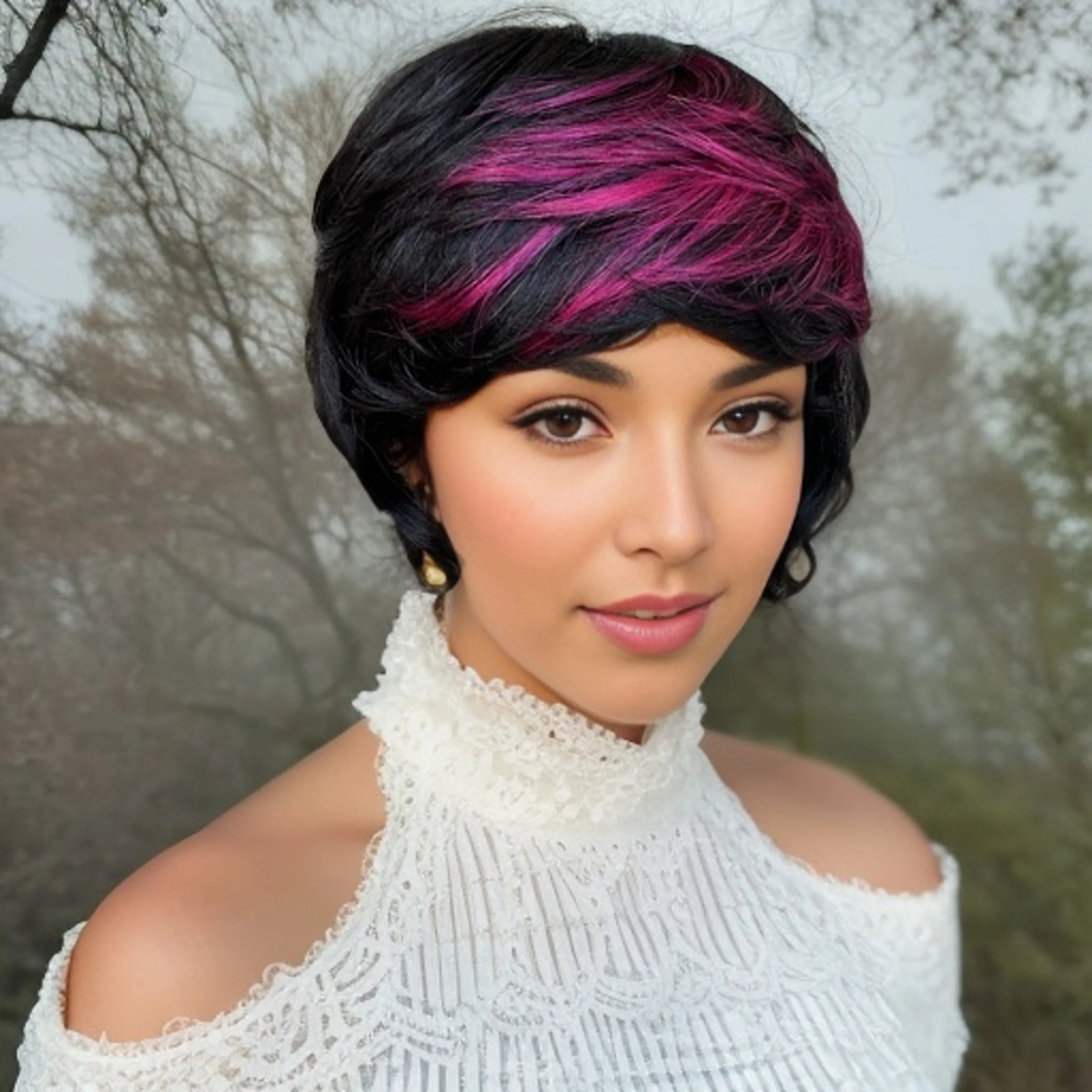 1B/퍼플 컬러 인간의 머리 가발 짧은 레이어드 픽시 컷 짧은 매일 파티 사용 여성용 기계 제작