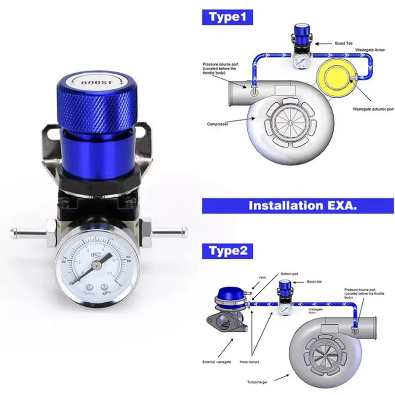 Blue JDM Universal Manual Turbo Boost Controller 1-150 PSI Gauge For SR20DET SR