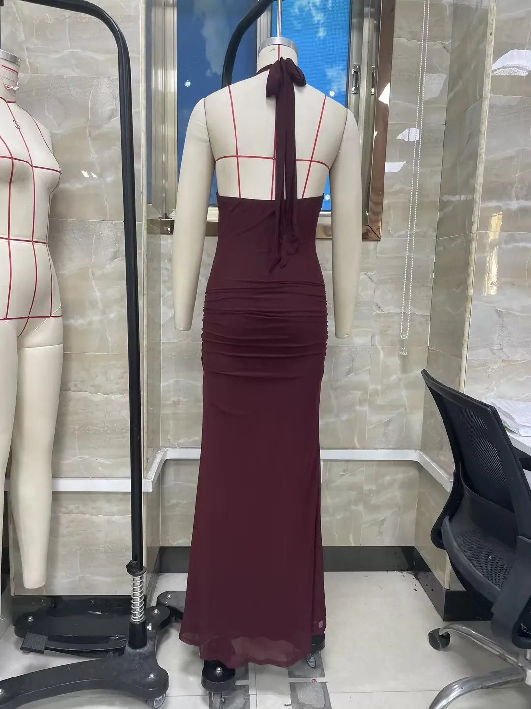

Women Long Dress, Sleeveless Halterneck Backless Slim Fit Summer Cocktail Dress for Party