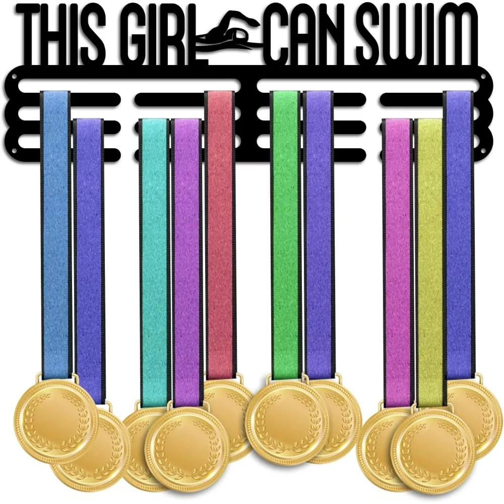 Medal Holder Display Swimming Girl Medal Hanger Award Ribbon Hanger 3 Lines Trophy Shelf Awards Ribbon Cheer Gymnastics Sport