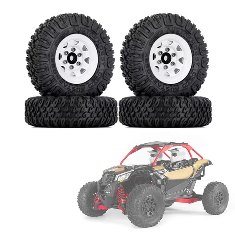 4PCS 85Mm 1.55 Metal Beadlock Wheel Rims Tires Set For 1/10 RC Crawler Car Axial Yeti Jr RC4WD D90 TF2 Tamiya