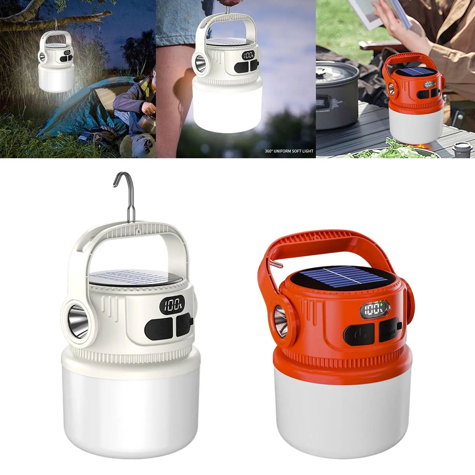 

Camping Lantern Waterproof 6 Modes Hanging Lantern Rechargeable Emergency Light for Backpacking Power Outage BBQ Porch Patio