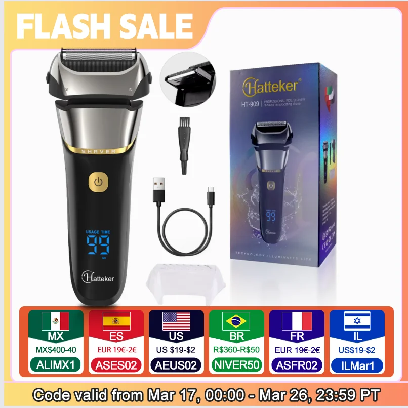 

Hatteker Electric Shaver 4D For Men Rechargeable Shaving Beard Razor Trimmer Machine For Barber