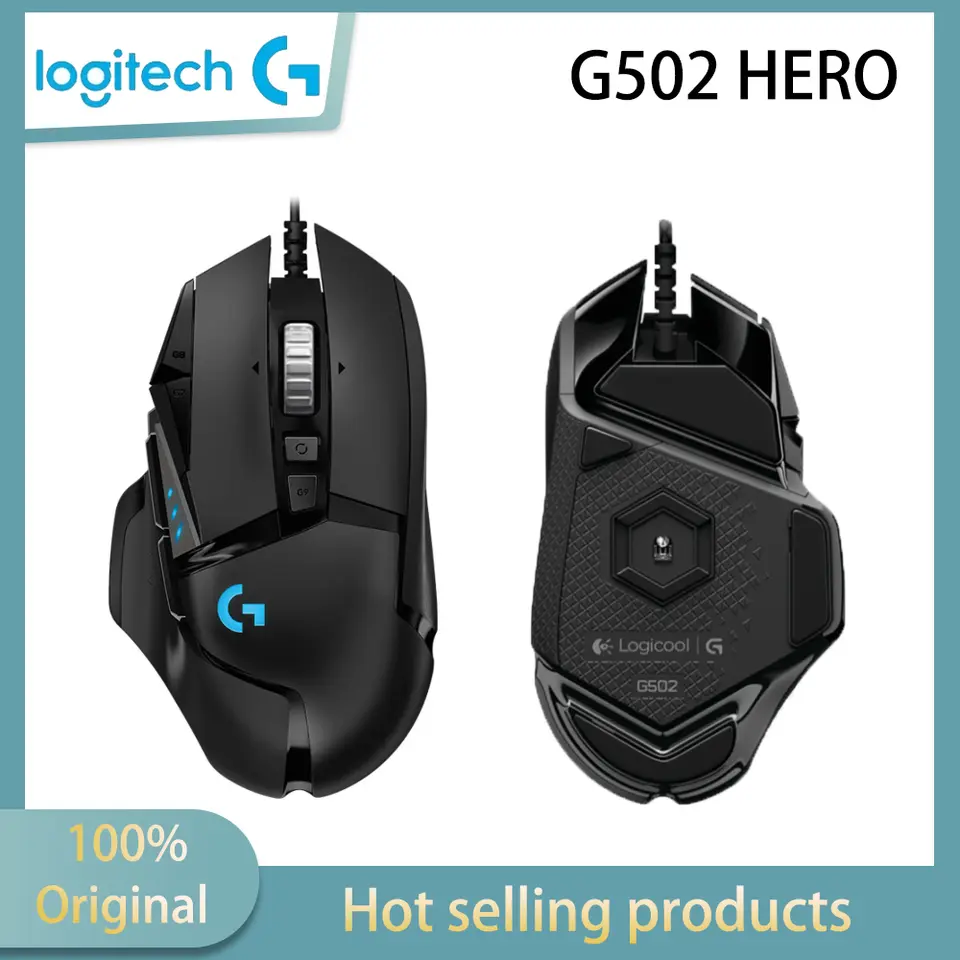 ماوس ألعاب سلكي عالي الأداء Logitech G502 HERO، مستشعر HERO 25K، دقة 25,600 DPI، إضاءة RGB، أوزان قابلة للتعديل، 11 زر للكمبيوتر/ماك