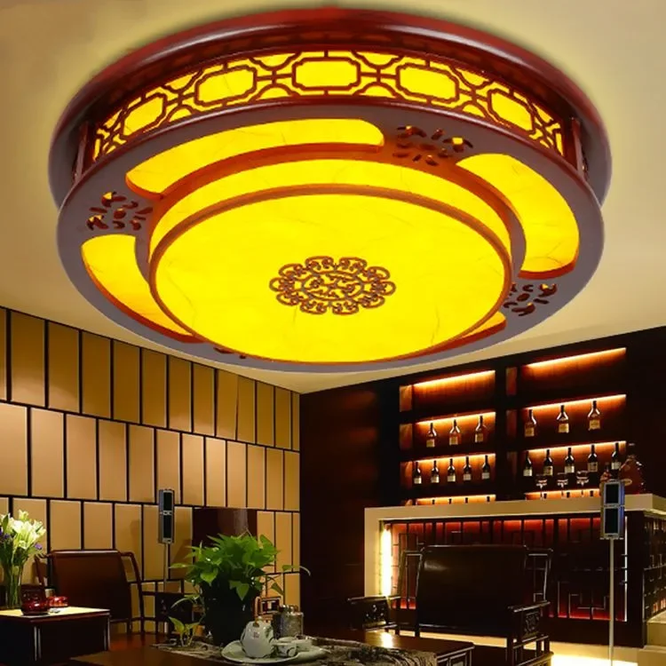 

Modern Chinese living room ceiling lamp bedroom study balcony energy saving lamp Hotel wood round LED lamp