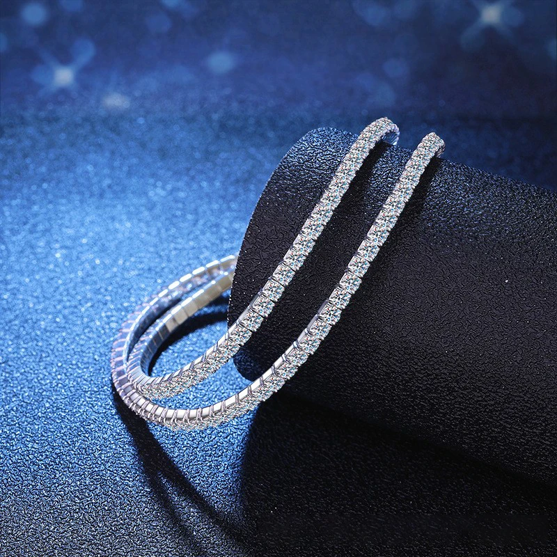 LioraGem Luxury Full-Diamond Bracelet for Men, Simple Starry Sky Moissanite Bracelet for Women Platinum PT950 Stamp