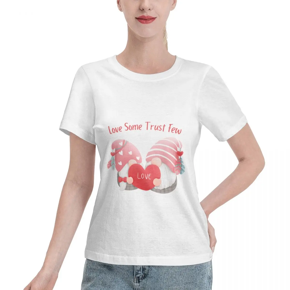 Plus Size Available Love Some Trust Few Cute Gnomes In Love Women's T-shirt Daily Outfit Vintage Women Top