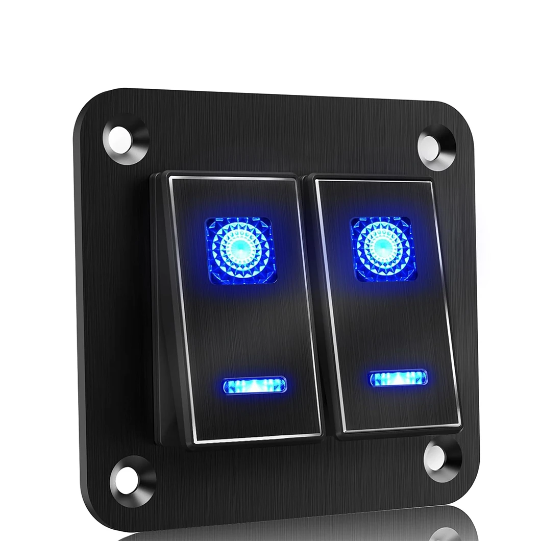 ABILKEEN-interruptor basculante de 2/3/4/6/8 entradas para coche, Panel de modificación de botón, encendido-apagado, luz LED Dual, DC12-24V
