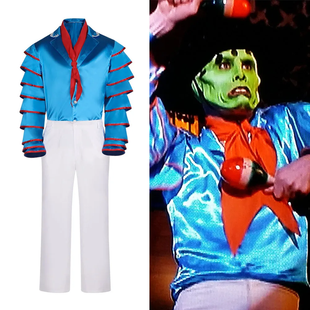 

The Mask Jim Carrey Blue Shirt Costume Halloween Character Mask Person Cosplay Costume