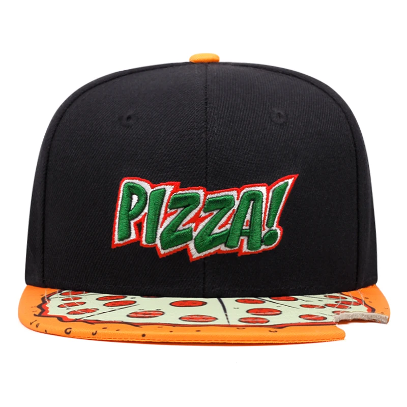 2025 Pizza-Stickerei Bedruckte Flachkappe Herren Hip-Hop-Mütze Damen Outdoor-Sport Sonnenschutz Baseballkappe Freizeithut – Detail 3