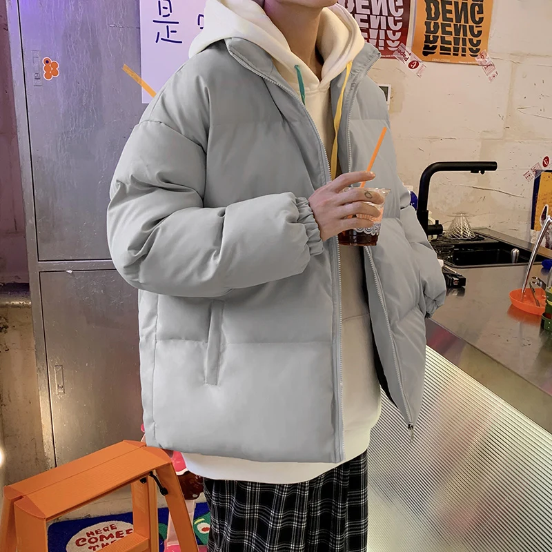 Streetwear Harajuku Inverno Quente Parkas Homens Sólidos Casuais Jaqueta Fria Dos Homens Oversize Casacos de Inverno das Mulheres