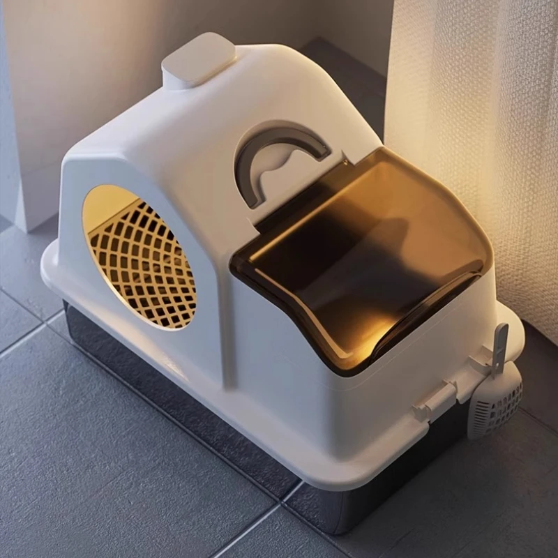 

Stainless Steel Corridor Litter Box Fully Enclosed Cats Toilet Leak-Proof Design Anti-Splash Odor-Proof Sandbox Large Pet Bedpan