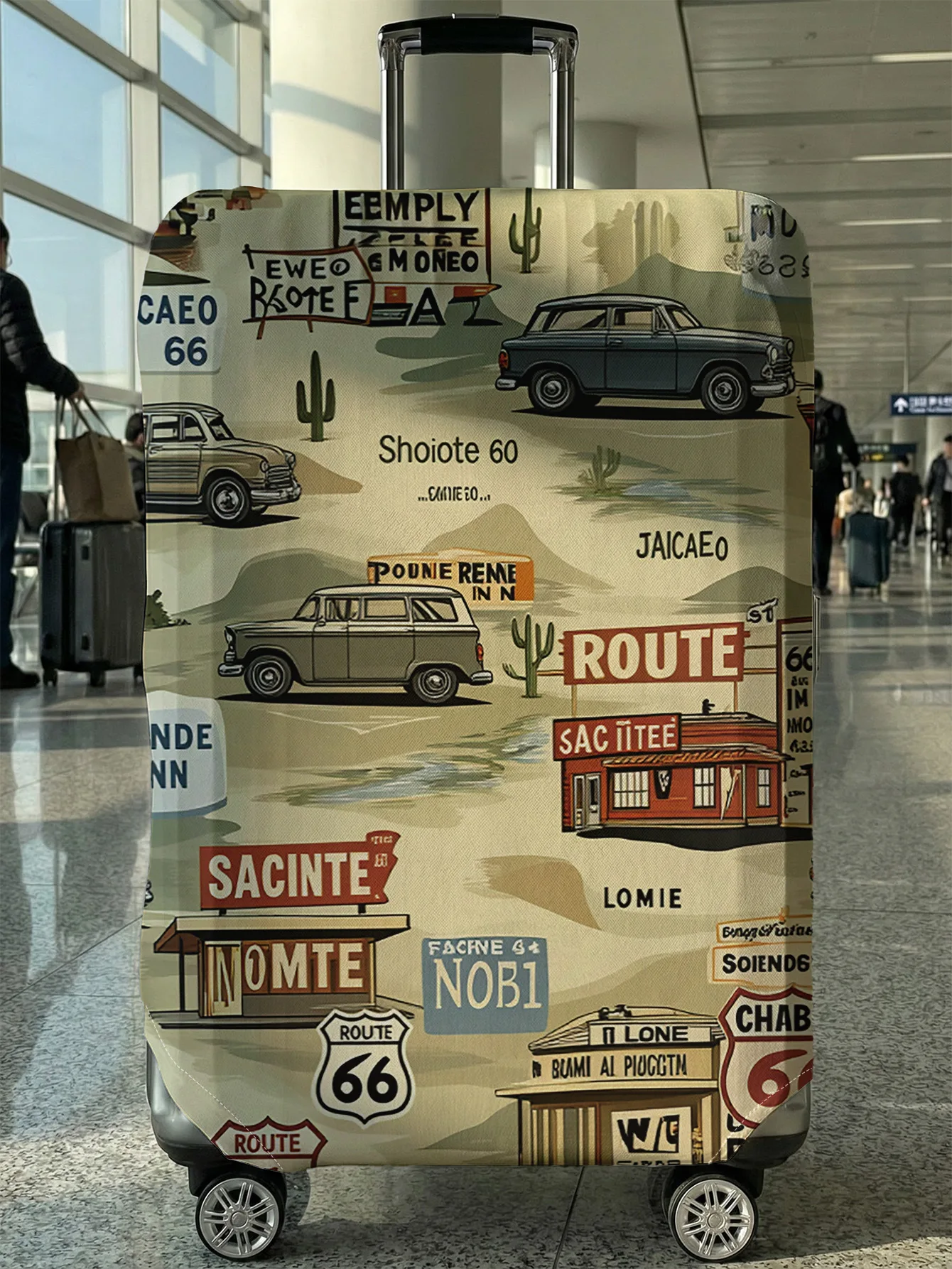 

Чехол для багажа с принтом винтажного автомобиля Route 66, подходит для чемоданов 18-32 дюймов, чехол для ручки чемодана, дорожные аксессуары