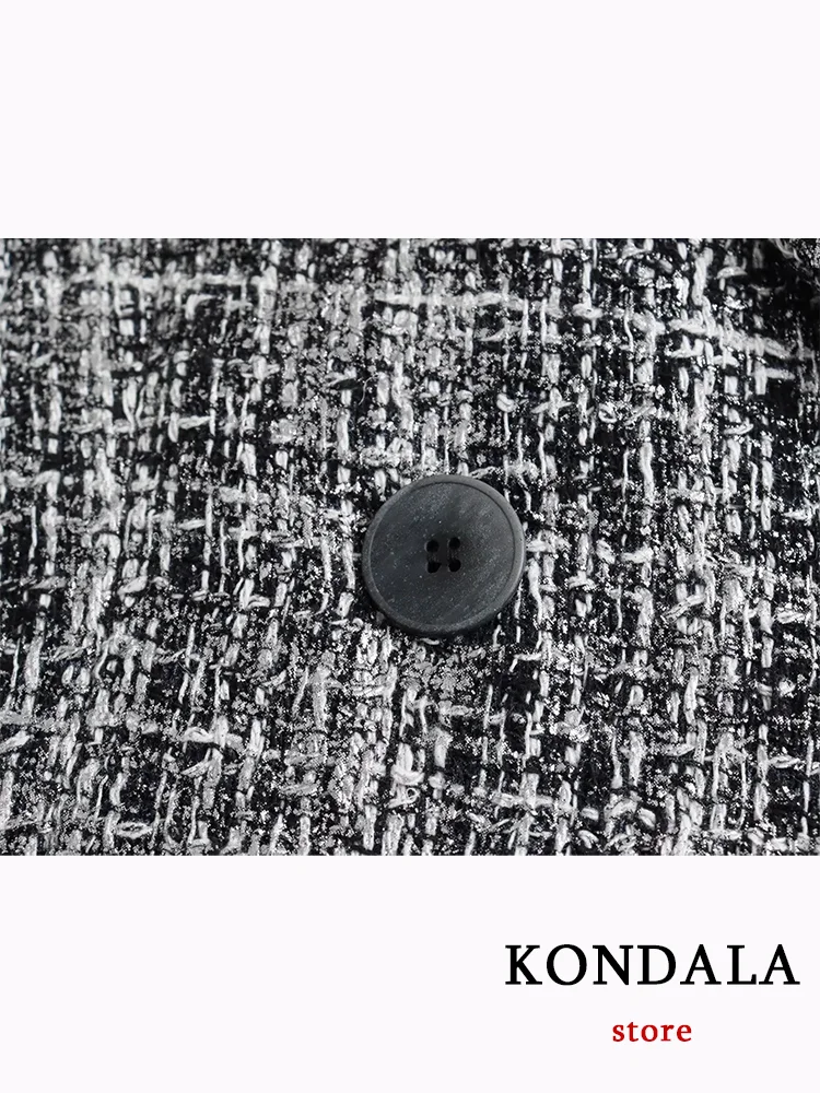 KONDALA Casual Office Lady Suit Women Plaid V Neck Single Breasted Blazer Zipper Straight Shorts Fashion 2024 Autumn Winter Sets