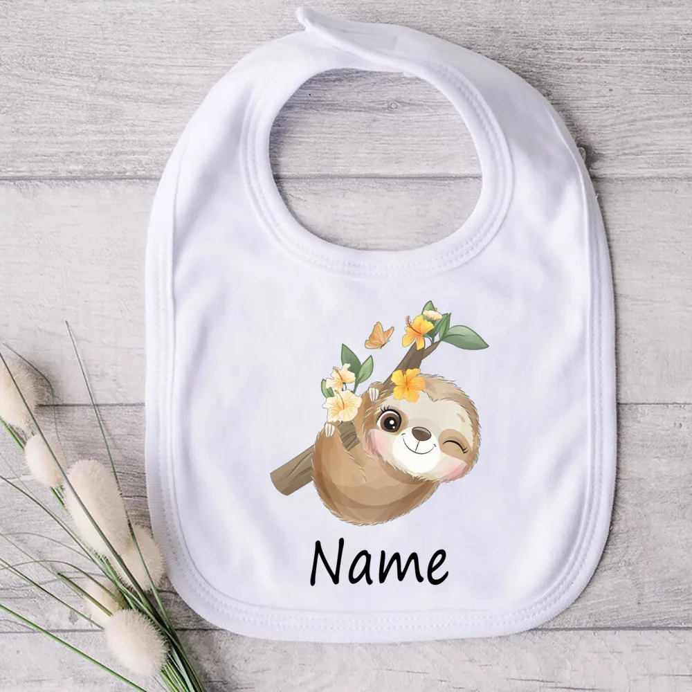 Personalized Baby Bibs Custom Name Toddler Bib Cute Animal Print Infant Bibs Newbron Shower Gift Boys Girls Bib Baby Burp Cloths