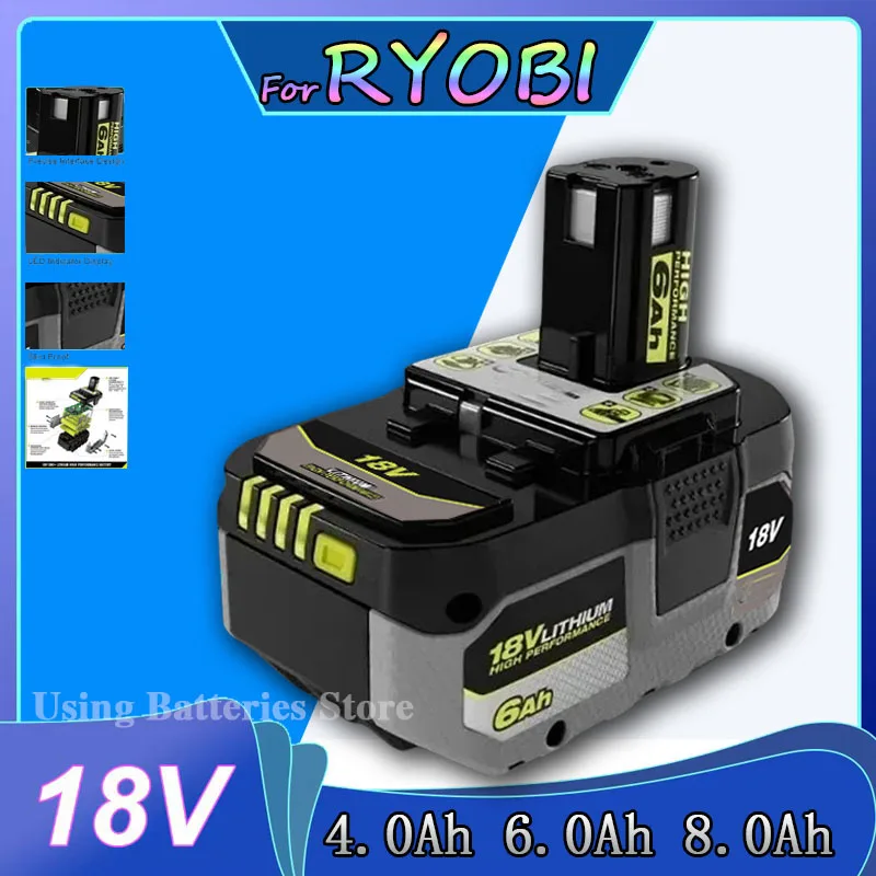 For RYOBI  high-performance lithium battery 18V no memory effect, low self discharge, suitable for all tools P104,P107