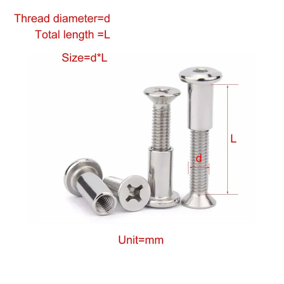 

304 Stainless Steel Cross Countersunk Head Locking Screw And Nut Combination/Plywood Furniture Connection M6M8