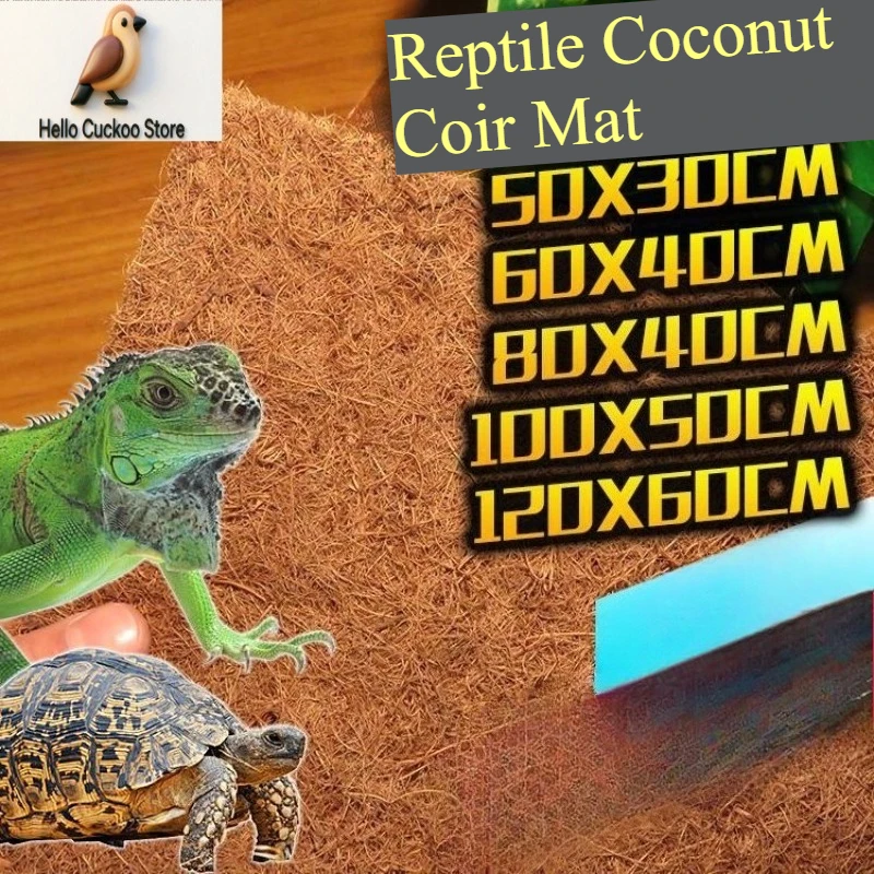 Coconut Coir Mat Reptile Substrate Liner Tortoise Bedding Carpet Lizard Bearded Dragon Gecko Snake Terrarium Tank Accessories