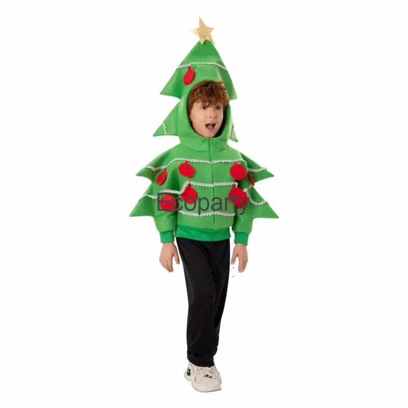 New Kids Christmas Tree Cosplay Costume Children's Lovely Green Irregular Christmas Tree Jacket Halloween Carnival Party Outfits