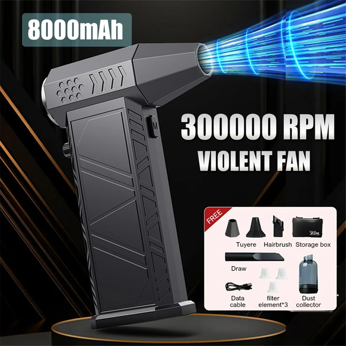 

Turbo Jet Blower 300000RPM Powerful Air Blower Brushless Motor Turbo Fan 8000mAh Souffleur Air Puissant Car Blower