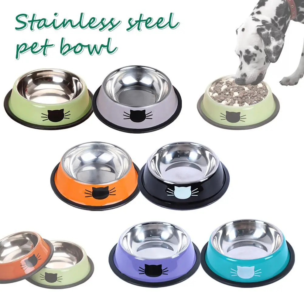 1Pc Cervical Spine Protection Cat Shape Premium Stainless Steel Pet Bowls, Non-slip Base For Food And Water, Perfect For Feeding