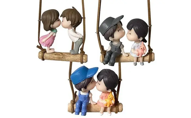 Подвеска-качели на зеркало заднего вида, милые украшения для пары автомобилей, интерьер для мальчиков и девочек, романтические подвесные украшения