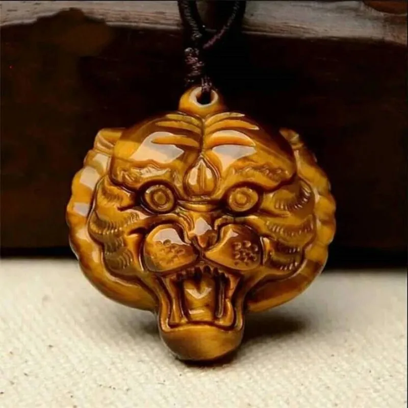 

Подвеска из натурального камня тигрового глаза с головой тигра, классические универсальные украшения в этническом стиле