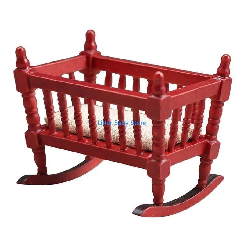 

N80C Table for Play Toy Dollhouse Wooden Shake Bed Furniture Accessories DollHouse Miniature Portable Table Game for Creative