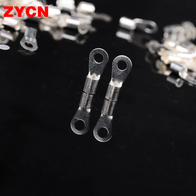 100PCS Cable Wire Connector Crimp OT2.5-3 2.5-6 4-5 Non-Insulated Ring O-Type Tin-Plated Brass Terminals Assortment Cold Pressed