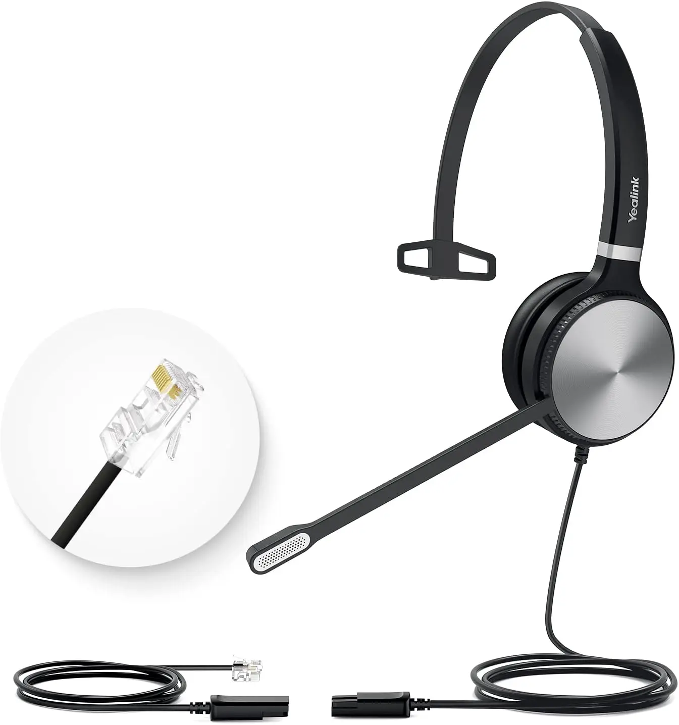 Wired Office Phone Headset with Microphone, Compatible with VoIP Desk Phones, Mono Sound, 2.1m Cable