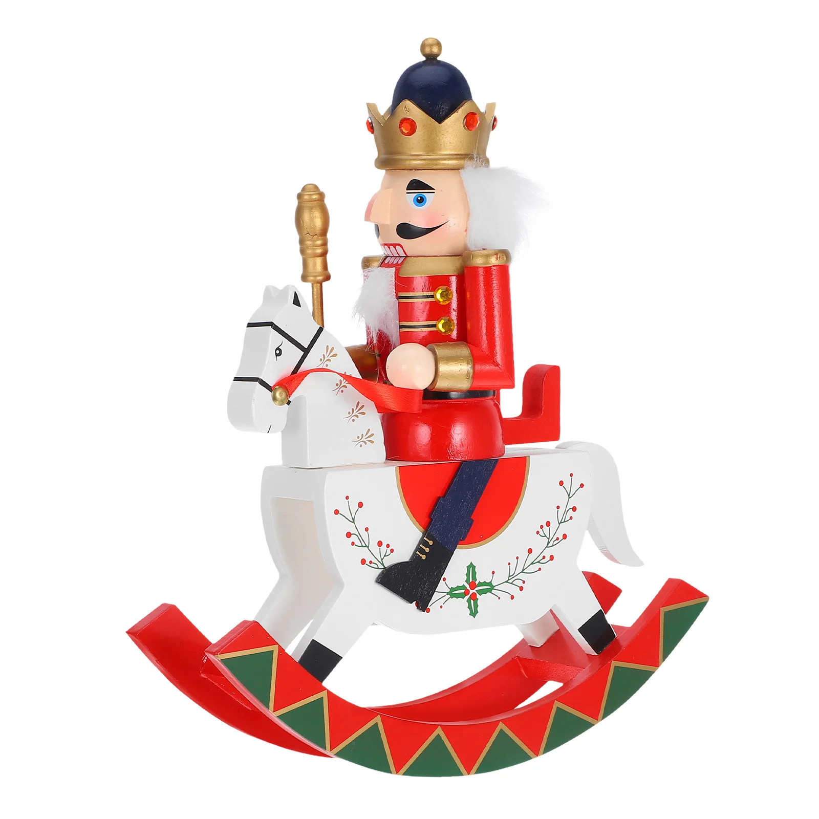 

Wooden Nutcracker Horse Christmas Decoration Rocking Table Shelf Bar Party Decor Blue Mini Soldier Ornament Desktop Home Festive