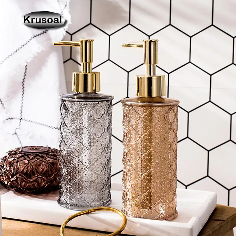 

280ml Soap Dispenser Chic Glass Refill Empty Bottle Home Hotel Bathroom Conditioner Hand Soap Shampoo Bottle Detergent Container