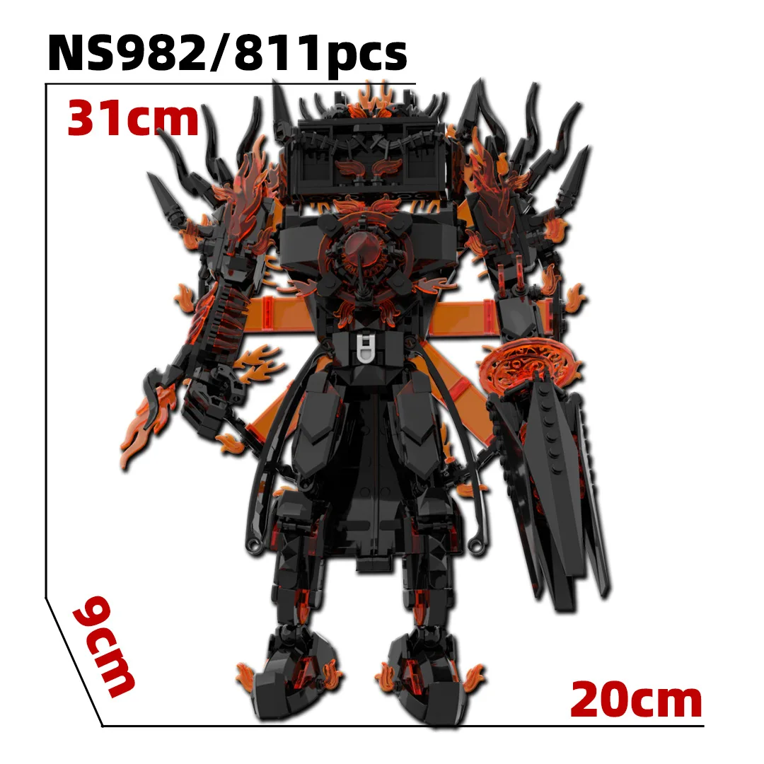 

Конструктор Skibidi Toilet MOC: Абстрактные строительные блоки, модель ТВ-прибора Trisolaran Flame Doomsday Watcher, совместимая с кубиками LEGO, игрушки