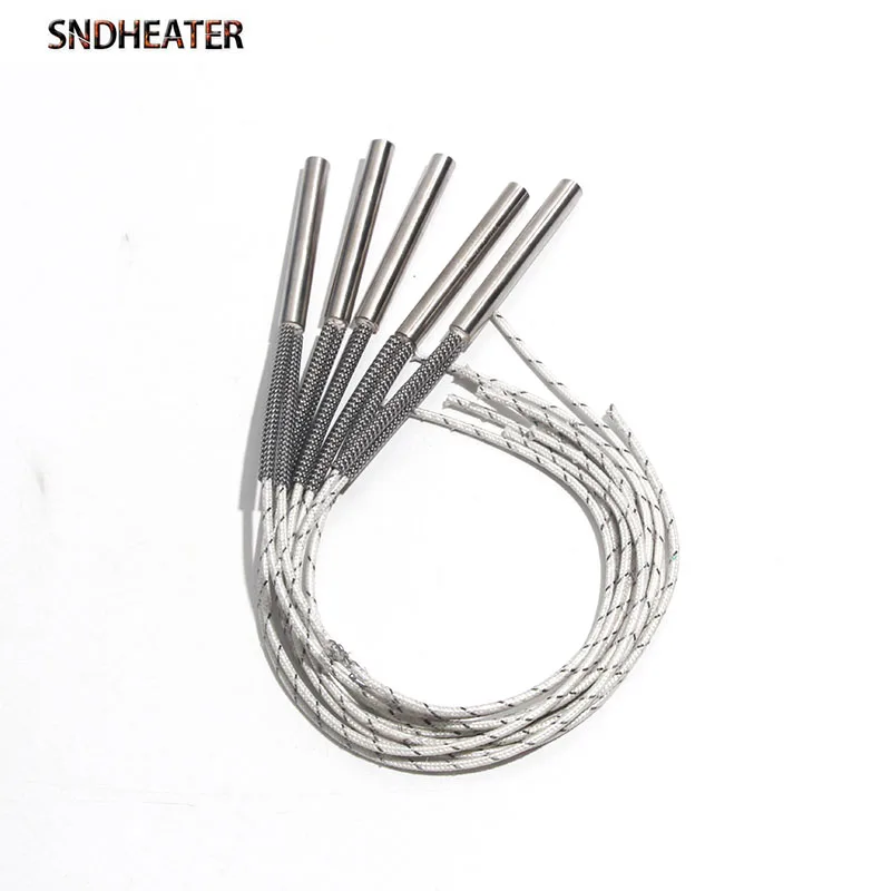 SNDHEATER 5pcs Industrial Rod Electric Cartridge Resistance Single-End Heat Pipe 6mm*30-80mm 310 Stainless steel 110V/220V/380V