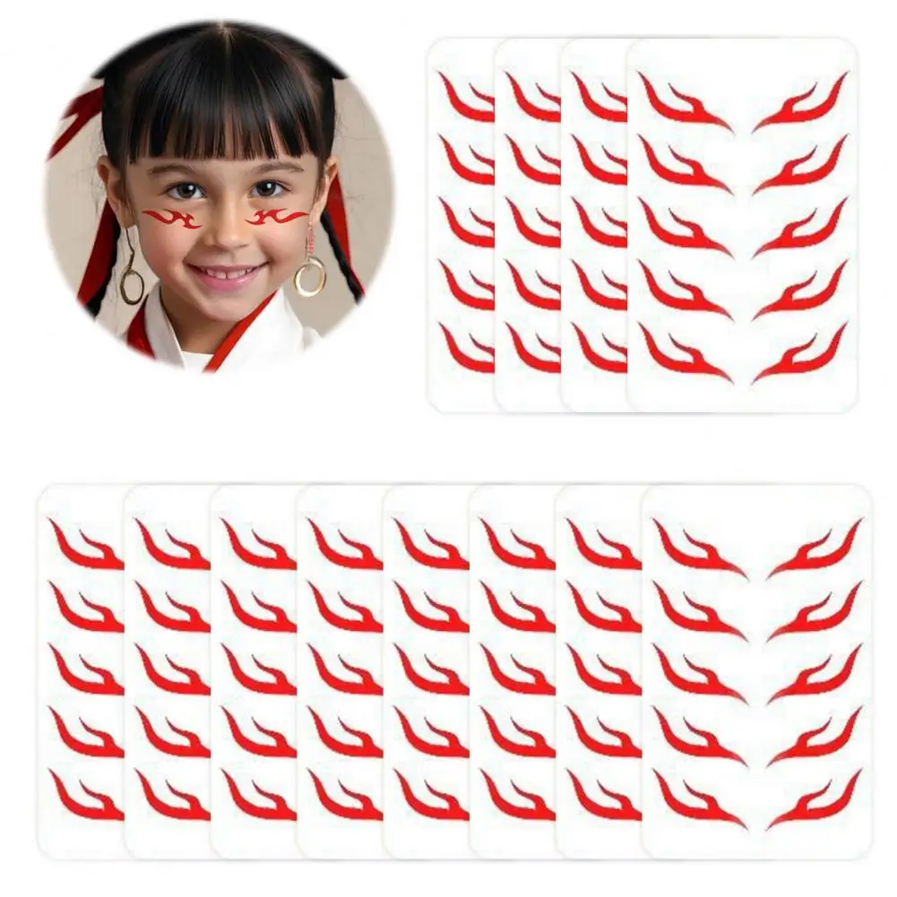 Unique Facial Decoration Effects Facial Decoration Stickers Flame Wave Face Sticker Set for Kids Blue Waterproof for Cosplay