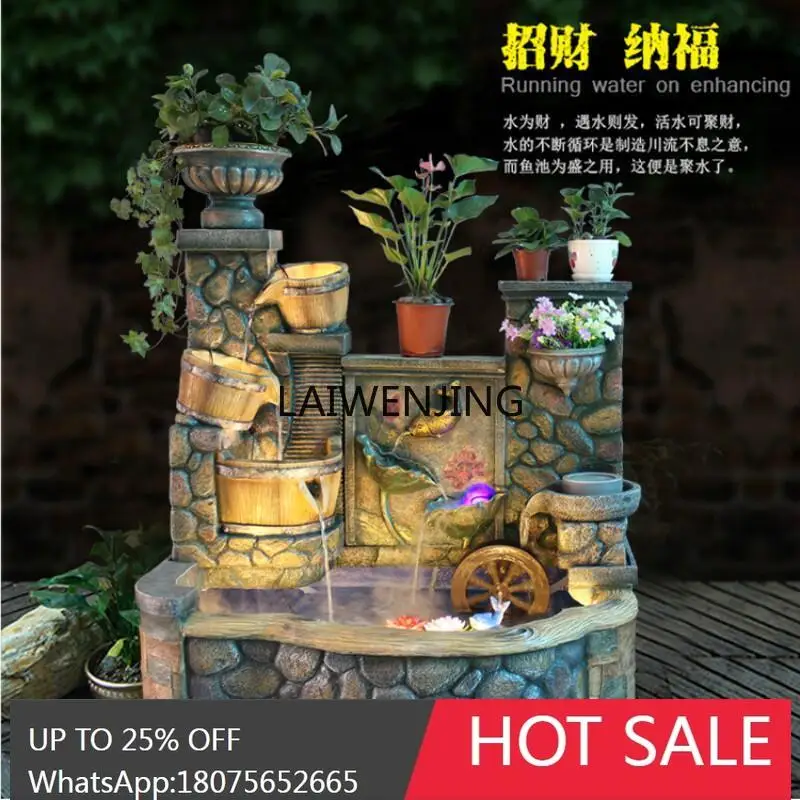 Rockery flowing water curtain wall fountain waterfall indoor circulating water humidification floor ornament
