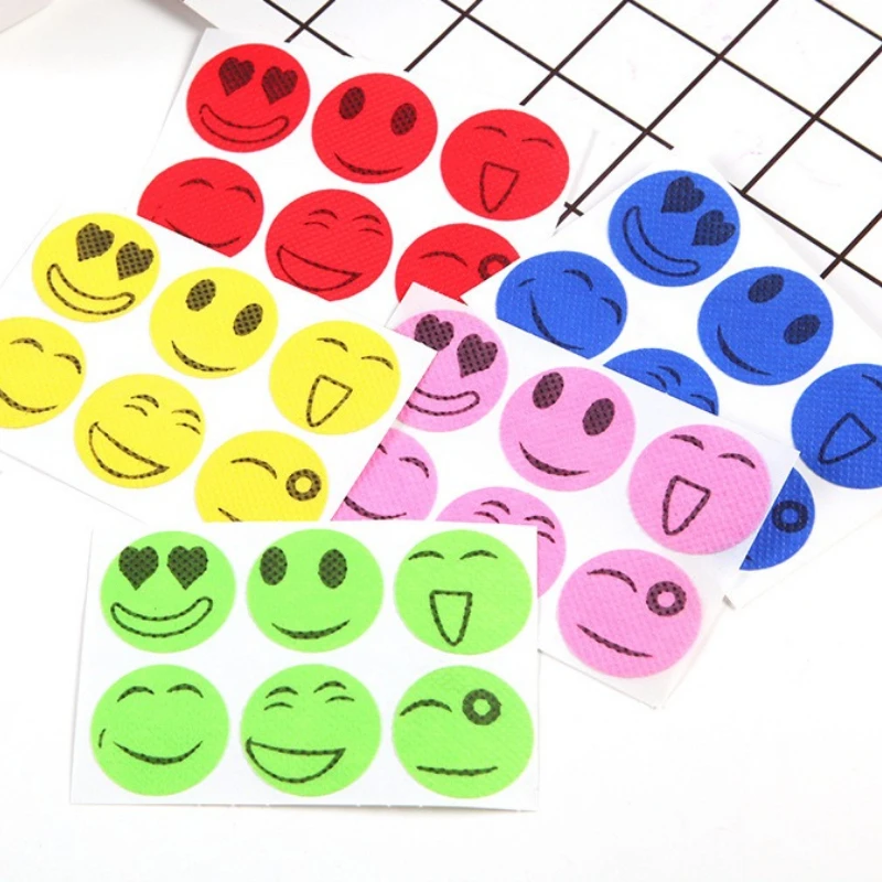 

Cartoon Smiling Face Sticker Children's Plant Essential Oil Bracelet Relief Sticker 6 Stickers/Pack Baby Protective Sticker