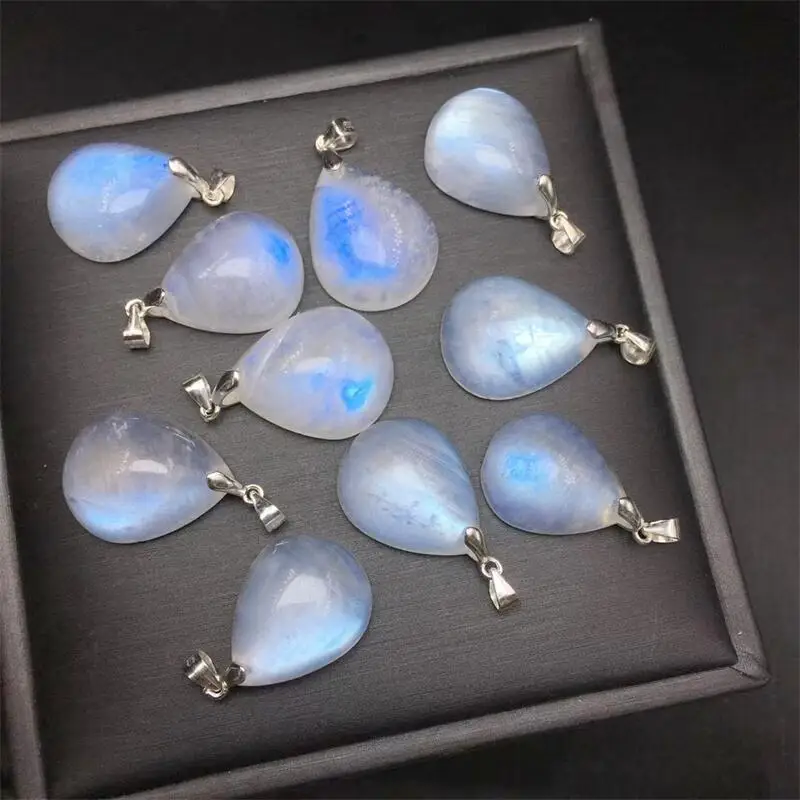 Natural Blue Moon Stone Teardrop Pendant Healing Gemstone Carved Figurine Gift Fashion Jewelry For Women Gift 16x7x20mm