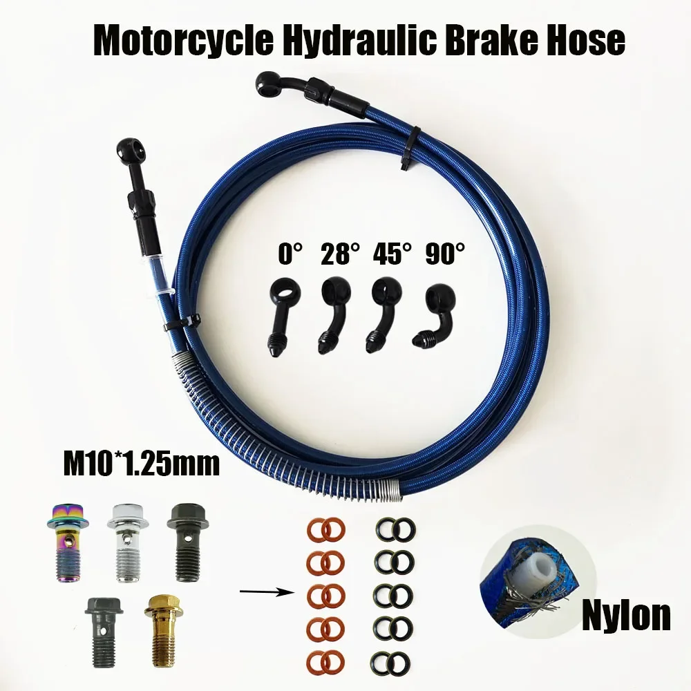 

30~500cm Motorcycle Brake Hose Stainless Steel Braided Hydraulic Clutch Tube Oil DOT Fluid Pipe Line Removing Fittings Banjo M10