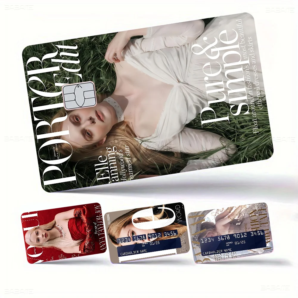 شعبية ستار قزم فتاة E-Elle F-Fanning أنيمي ملصق فيلم غطاء الجلد لبطاقة الائتمان بطاقة الخصم البنك الجبهة